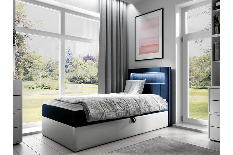 Sängram Boisdale 80x200 cm - Blå/Hvit - Sengeramme & sengestamme