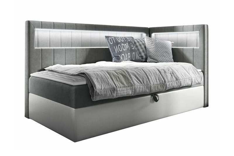 Sängram Boisdale 80x200 cm - Hvit/Mørkegrå - Sengeramme & sengestamme