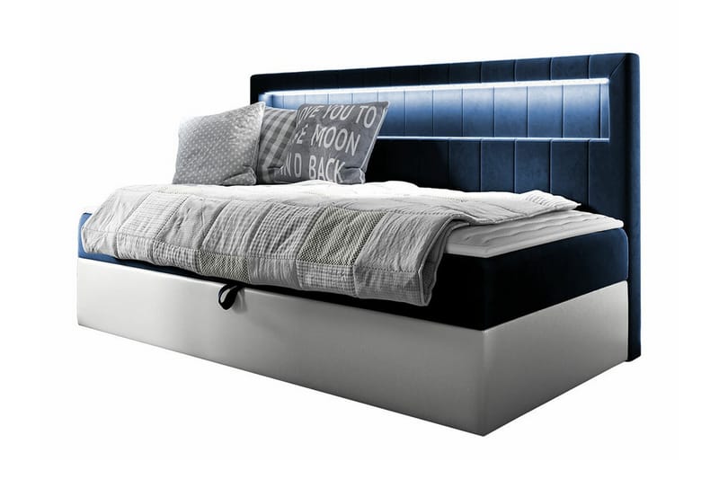 Sängram Boisdale 80x200 cm - Mørkeblå/Hvit - Sengeramme & sengestamme
