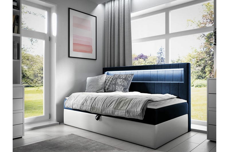 Sängram Boisdale 80x200 cm - Mørkeblå/Hvit - Sengeramme & sengestamme