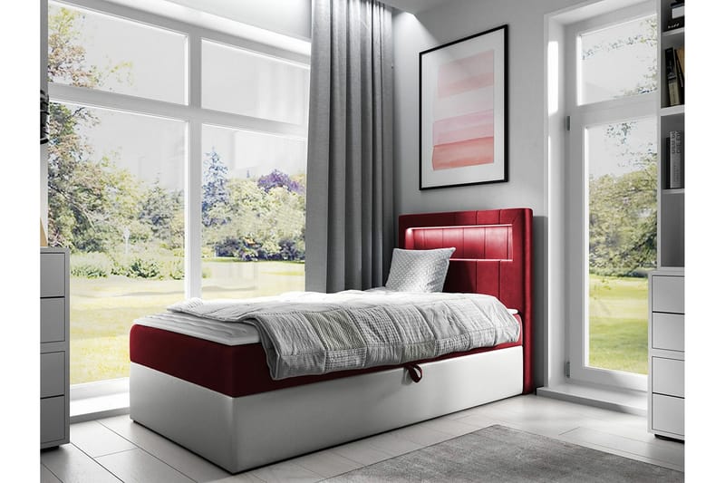 Sängram Boisdale 80x200 cm - Rød/Hvit - Sengeramme & sengestamme