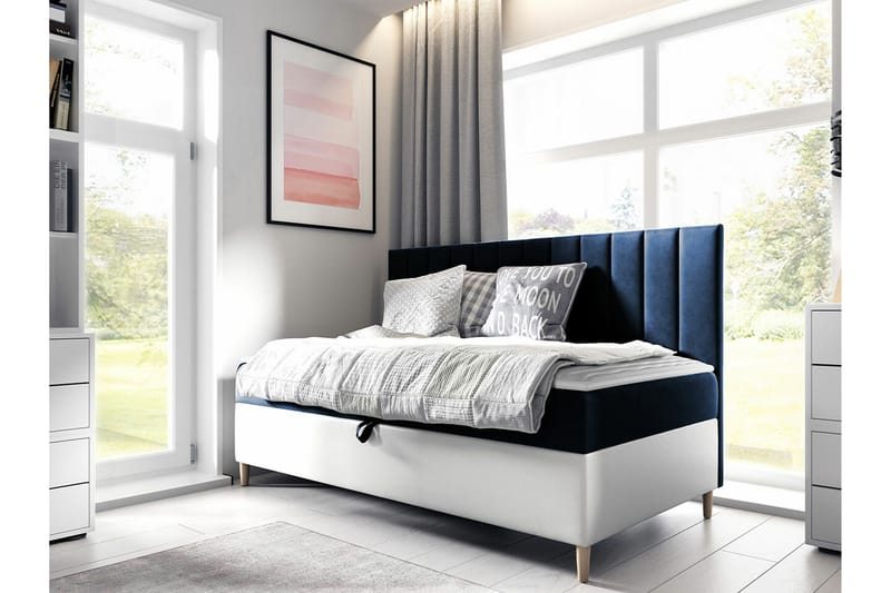 Sängram Boisdale 90x200 cm - Blå/Hvit - Sengeramme & sengestamme