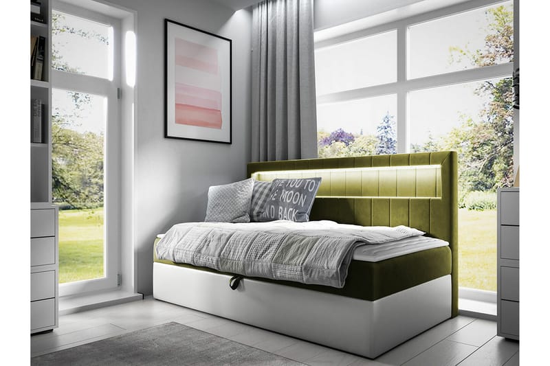 Sängram Boisdale 90x200 cm - Grønn/Hvit - Sengeramme & sengestamme