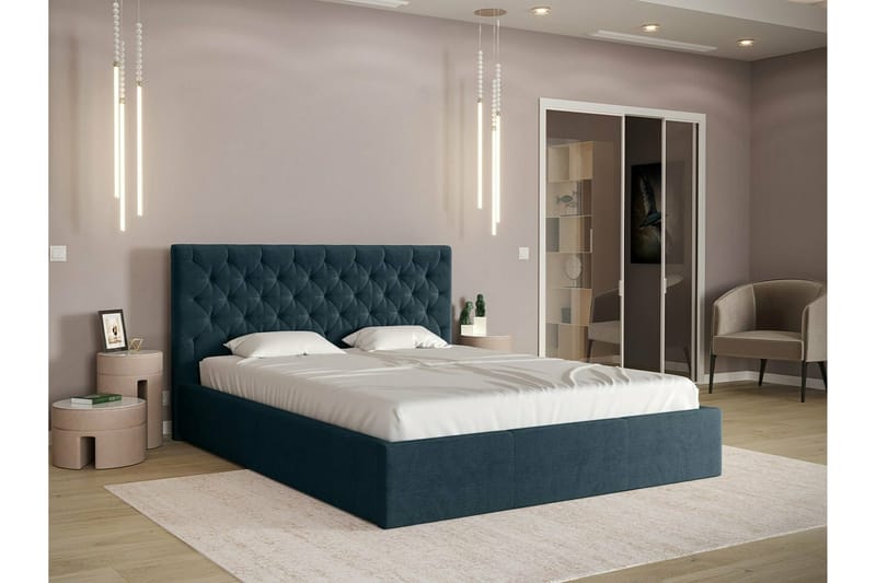 Sängram Derry 140x200 cm - Mørkeblå - Sengeramme & sengestamme