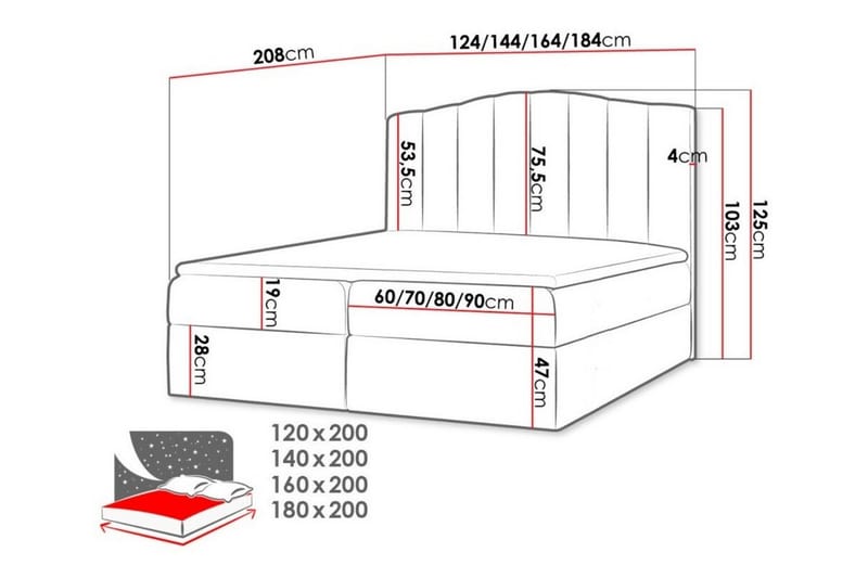 Sängram Herstello 120x200 cm - Mørkegrå - Sengeramme & sengestamme