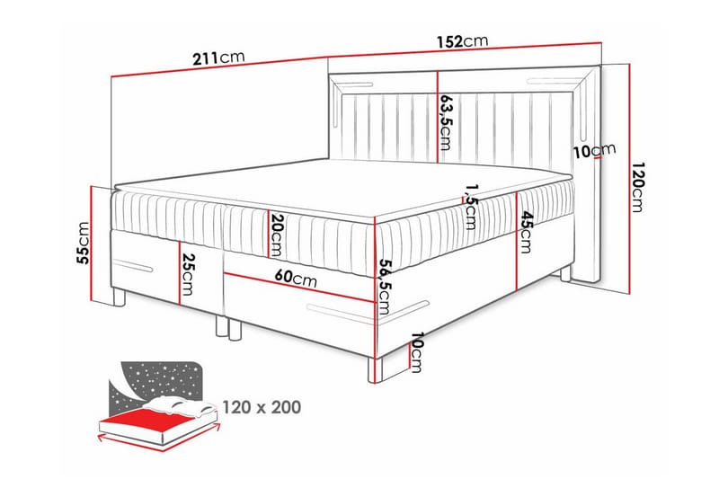 Sängram Lillsel 120x200 cm - Mørkeblå - Sengeramme & sengestamme