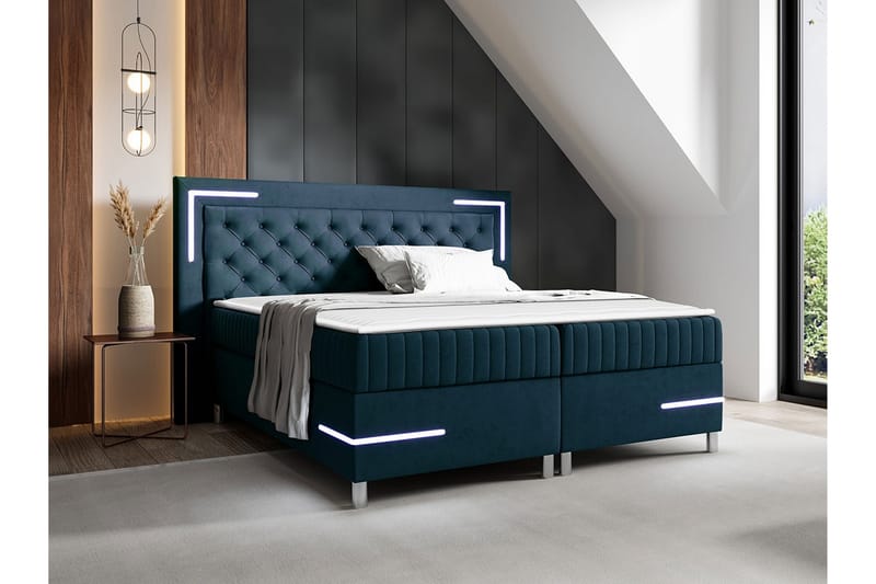 Sängram Lillsel 200x200 cm - Mørkeblå - Sengeramme & sengestamme