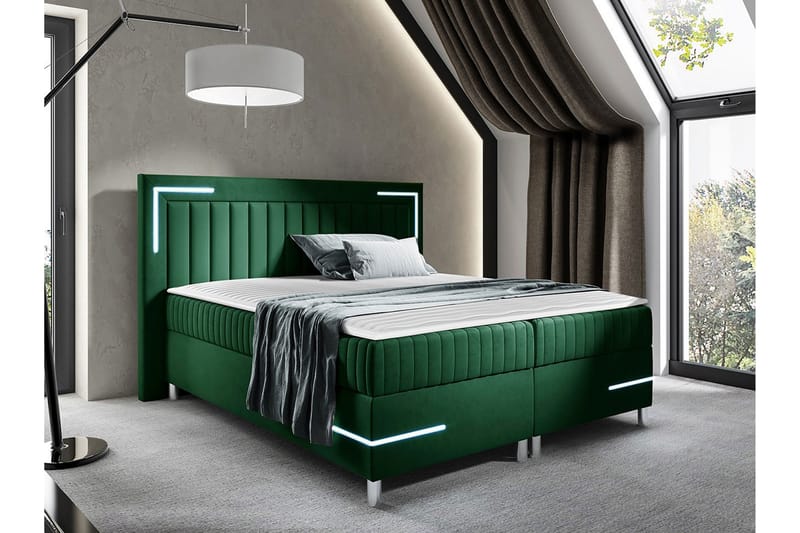 Sängram Lillsel 200x200 cm - Mørkegrønn - Sengeramme & sengestamme