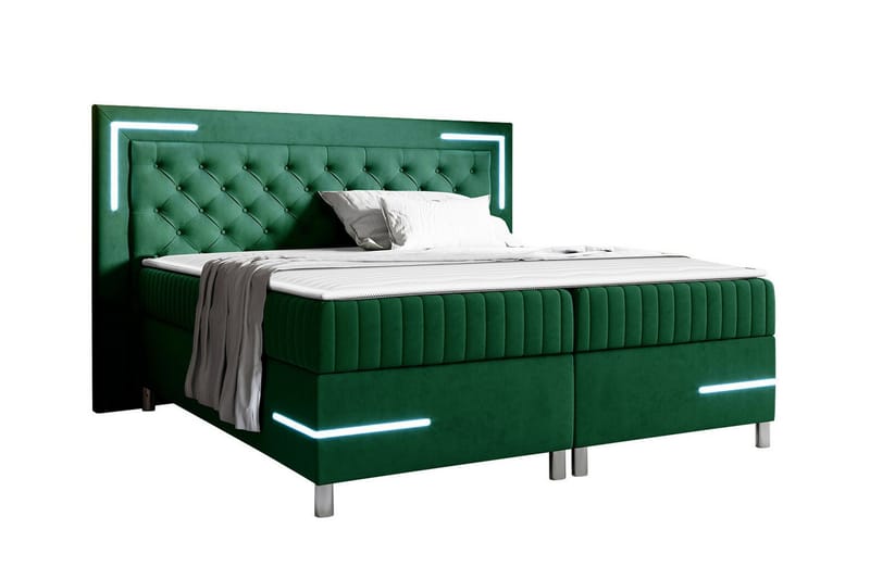 Sängram Lillsel 200x200 cm - Mørkegrønn - Sengeramme & sengestamme