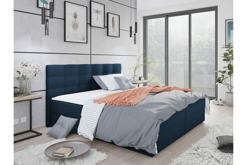 Sängram Midfeld 140x200 cm - Mørkeblå - Sengeramme & sengestamme