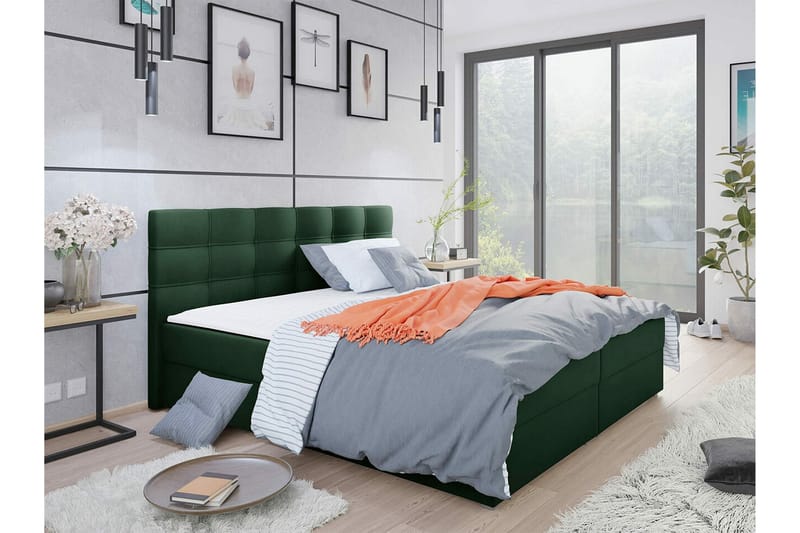 Sängram Midfeld 140x200 cm - Mørkegrønn - Sengeramme & sengestamme