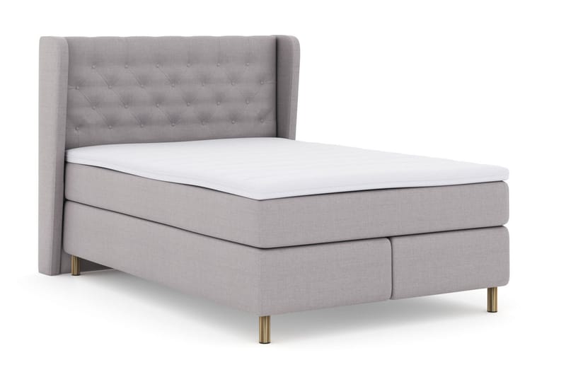 Select No 3 Komplett Sengepakke 140x200 Fast/Medium - Lysegrå/Kobberben - Møbler - Senger - Kontinentalsenger
