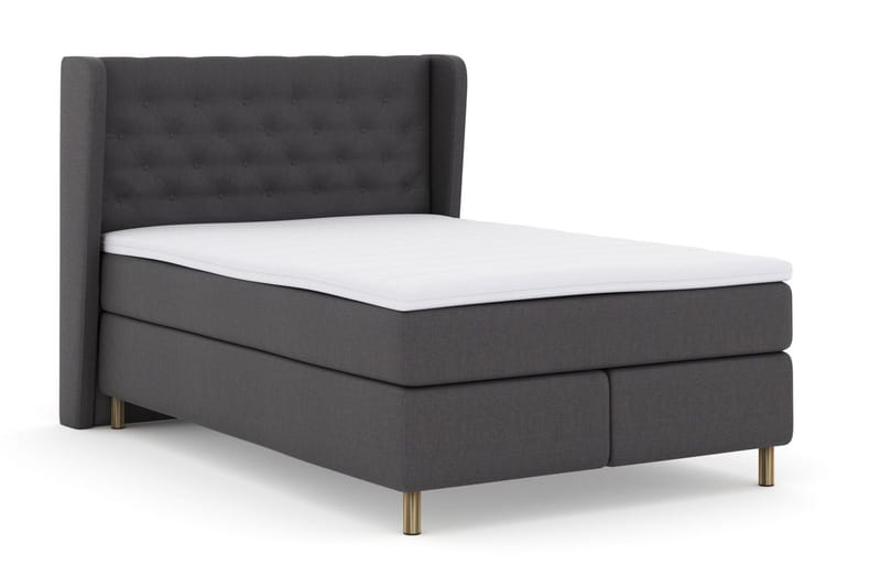 Select No 3 Komplett Sengepakke 140x200 Fast/Medium - Mørkegrå/Kobberben - Møbler - Senger - Kontinentalsenger