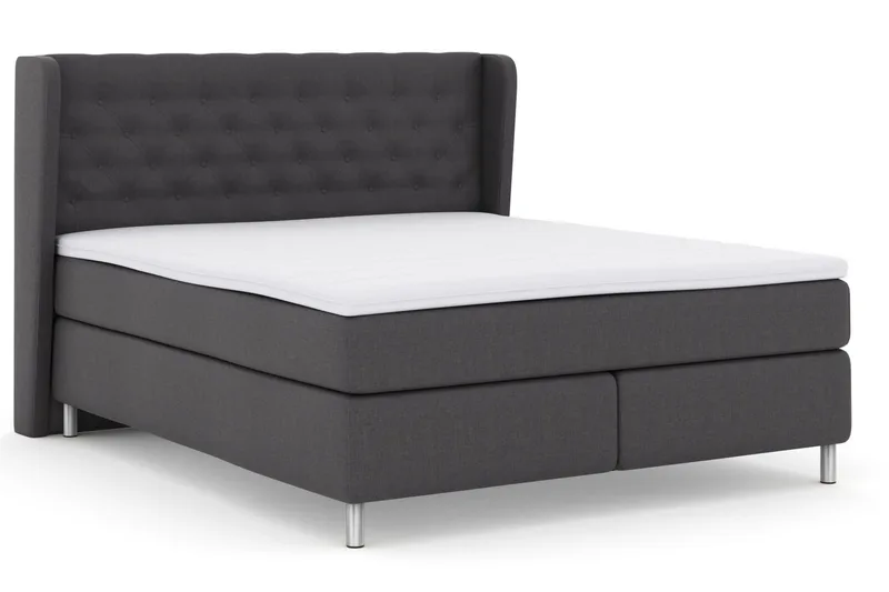 Select No 3 Komplett Sengepakke 210x210 Medium - Mørkegrå/Metallben - Møbler - Senger - Kontinentalsenger