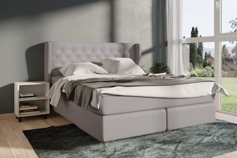 Select No 4 Komplett Sengepakke 180x200 Fast - Lysegrå/V-formede Metallben - Møbler - Senger - Kontinentalsenger