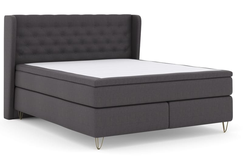 Select No 4 Komplett Sengepakke 180x200 Fast - Mørkegrå/V-formede Metallben - Møbler - Senger - Kontinentalsenger