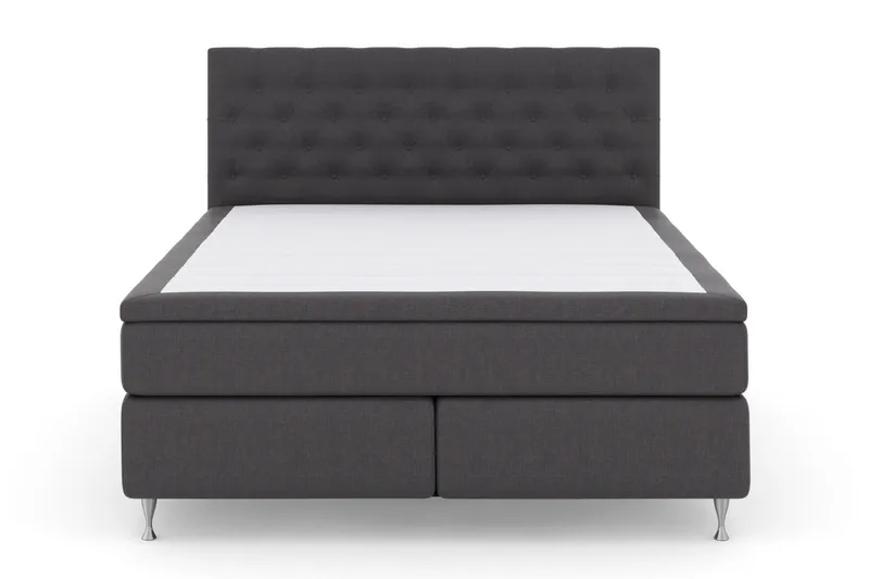 Select No 5 Komplett Sengepakke 210x210 Fast Watergel, Mørkegrå/Sølvben
