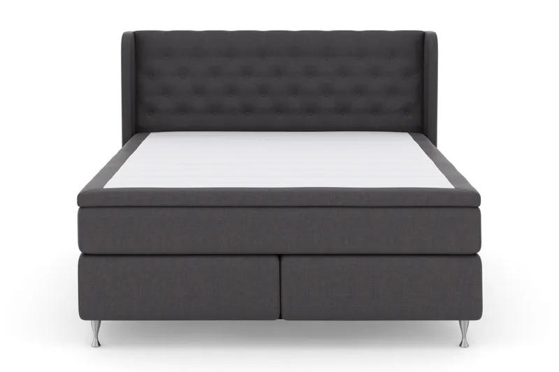 Select No 6 Komplett Sengepakke 180x200 Fast/Medium Watergel, Mørkegrå/Sølvben