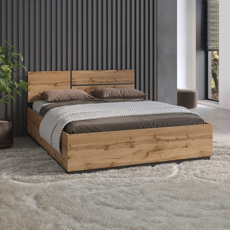 Seng Cross S - 160 cm, Wotan eik - Møbler - Senger - Sengeramme & sengestamme