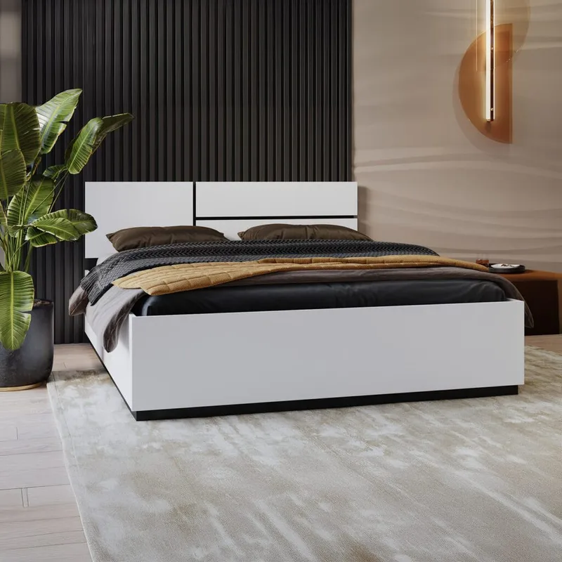 Seng Cross S med oppfellbar oppbevaring - 160 cm, Hvit - Møbler - Senger - Sengeramme & sengestamme