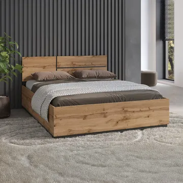 Seng Cross S med oppløftbar lagring - 160 cm, Wotan eik - Møbler - Senger - Sengeramme & sengestamme