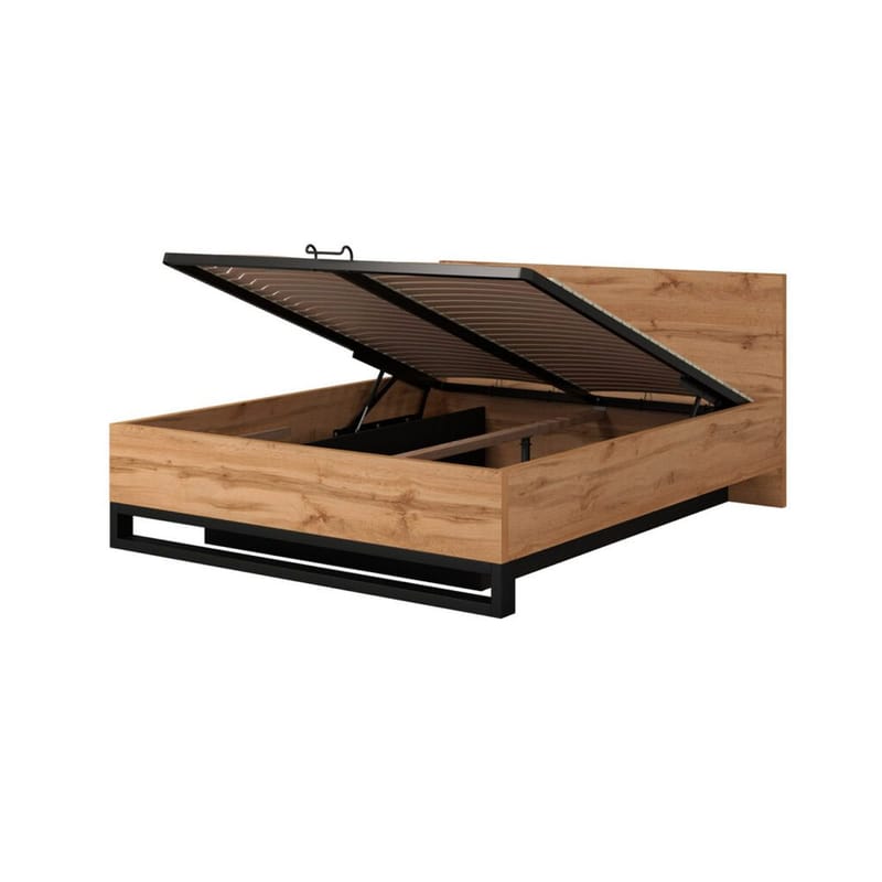 Seng Halle S med ramme på gassløft og oppbevaringsboks - 160 cm - Møbler - Senger - Sengeramme & sengestamme