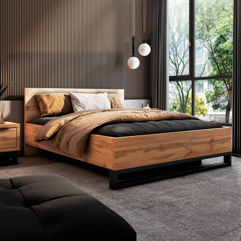 Seng Halle S med ramme på gassløft og oppbevaringsboks - 160 cm - Møbler - Senger - Sengeramme & sengestamme