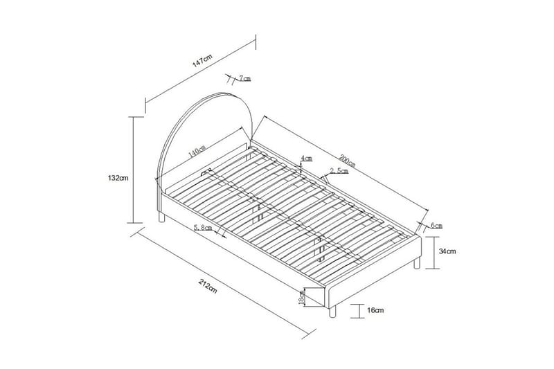 Seng Måne Rosa, 140 x 200 cm - Rosa, 140 x 200 cm - Møbler - Senger - Sengeramme & sengestamme