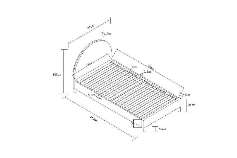 Seng Måne Rosa, 90 x 200 cm - Rosa, 90 x 200 cm - Møbler - Senger - Sengeramme & sengestamme