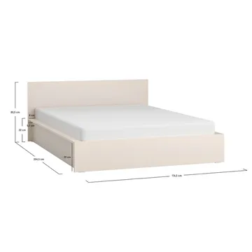 Seng med hodegjerde 4 You Fresh med Hevet Ramme Sand Beige - 160 x 200 cm - Møbler - Senger - Sengeramme & sengestamme