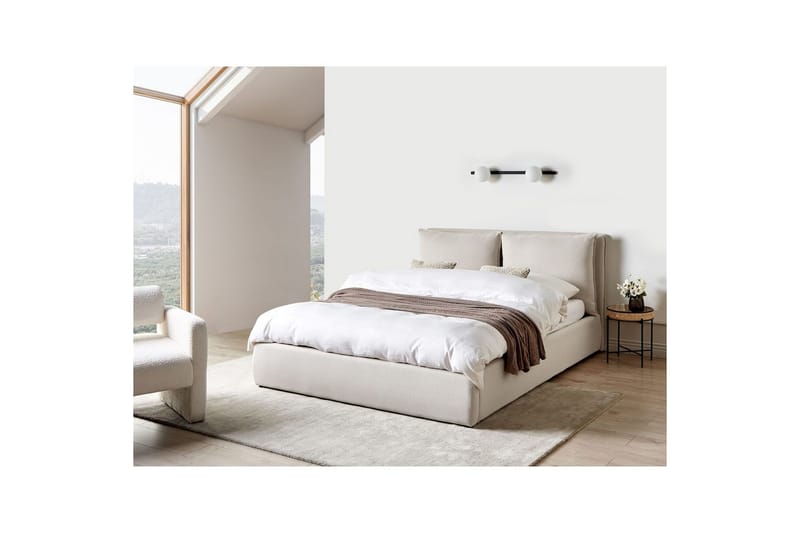 Seng med lagring Bajonna - Beige, 160x200 cm - Møbler - Senger - Senger med oppbevaring