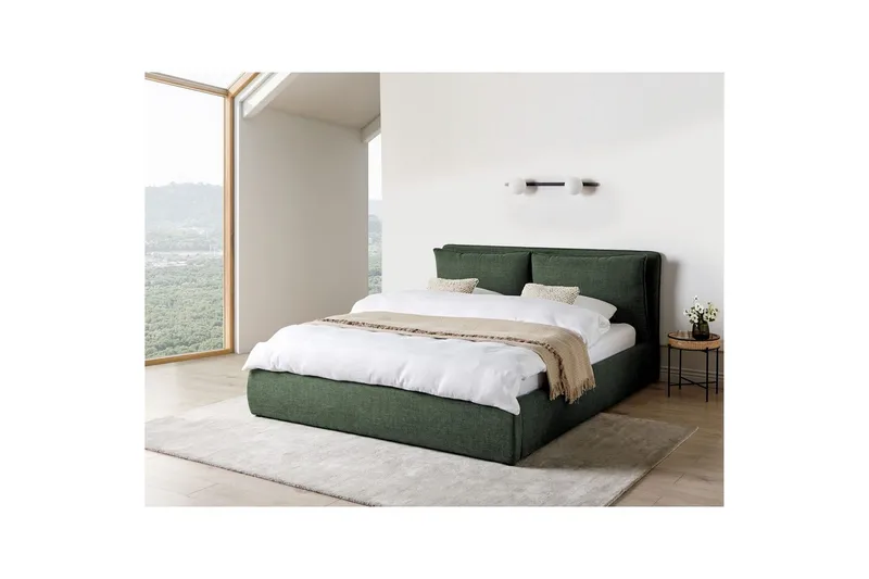Seng med lagring Bajonna - Grønn, 180x200 cm - Møbler - Senger - Senger med oppbevaring