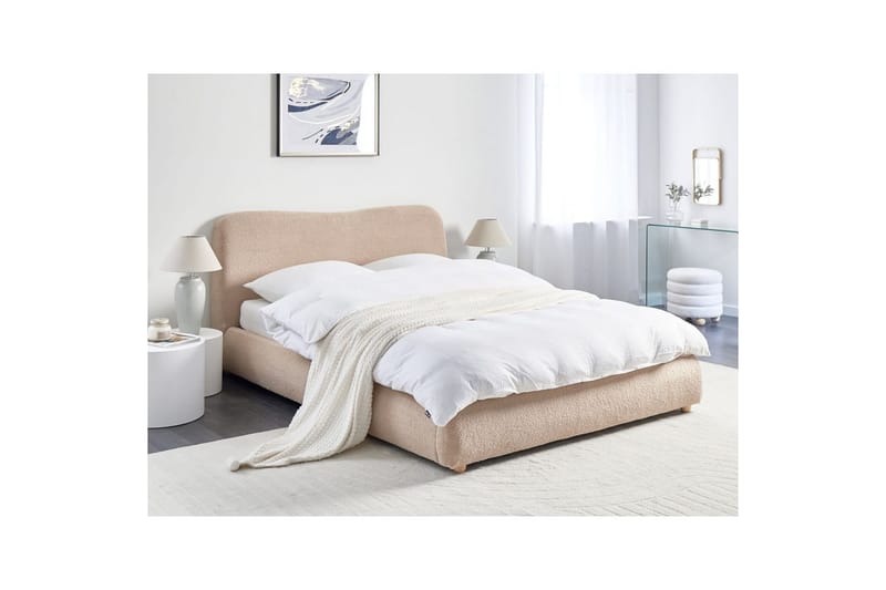 Seng med lagring Blagnac - Beige/Bouclé, 160x200 cm - Møbler - Senger - Senger med oppbevaring
