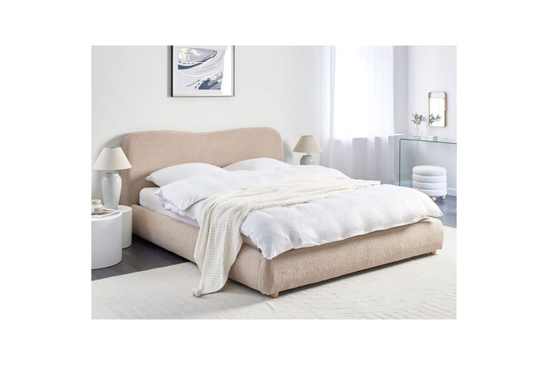 Seng med lagring Blagnac - Beige/Bouclé, 180x200 cm - Møbler - Senger - Senger med oppbevaring