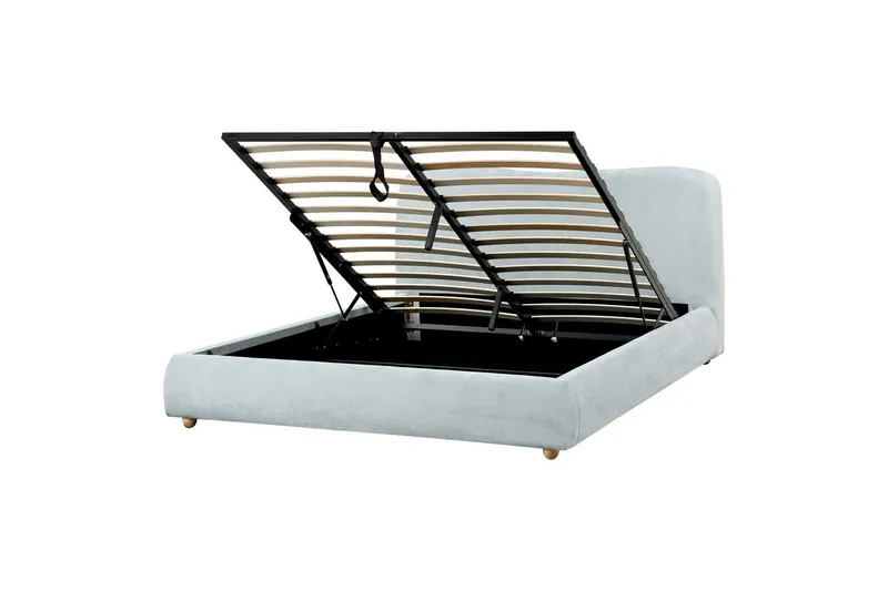 Seng med lagring Blagnac - Blå/Polyester, 160x200 cm - Møbler - Senger - Senger med oppbevaring