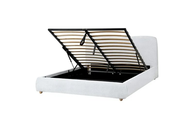 Seng med lagring Blagnac - Grå/Polyester, 160x200 cm - Møbler - Senger - Senger med oppbevaring