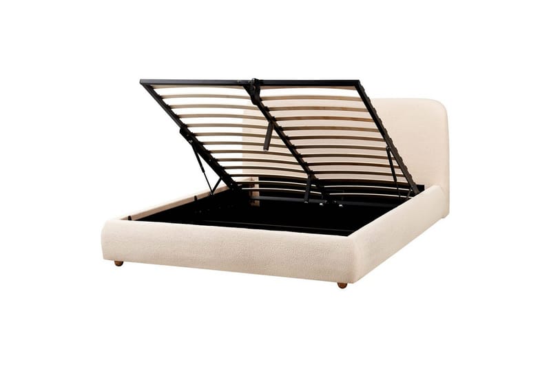 Seng med lagring Blagnac - Lys beige/Bouclé, 160x200 cm - Møbler - Senger - Senger med oppbevaring