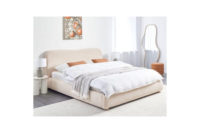 Seng med lagring Blagnac - Lys beige/Bouclé, 180x200 cm - Møbler - Senger - Senger med oppbevaring