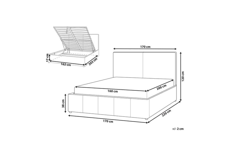 Seng med lagring Castelnavet - Beige, svart, 160x200 cm - Møbler - Senger - Senger med oppbevaring