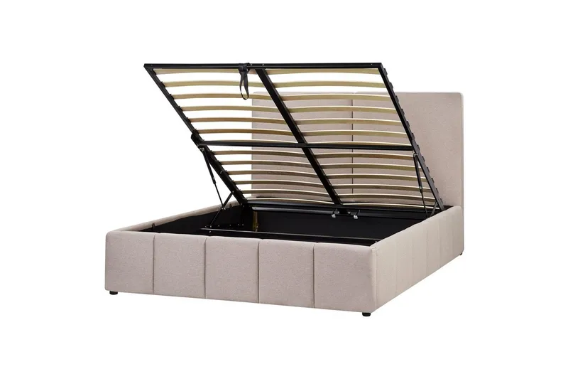 Seng med lagring Castelnavet, Beige, svart, 160x200 cm