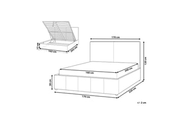 Seng med lagring Castelnavet - Hvit, Svart, 160x200 cm - Møbler - Senger - Senger med oppbevaring