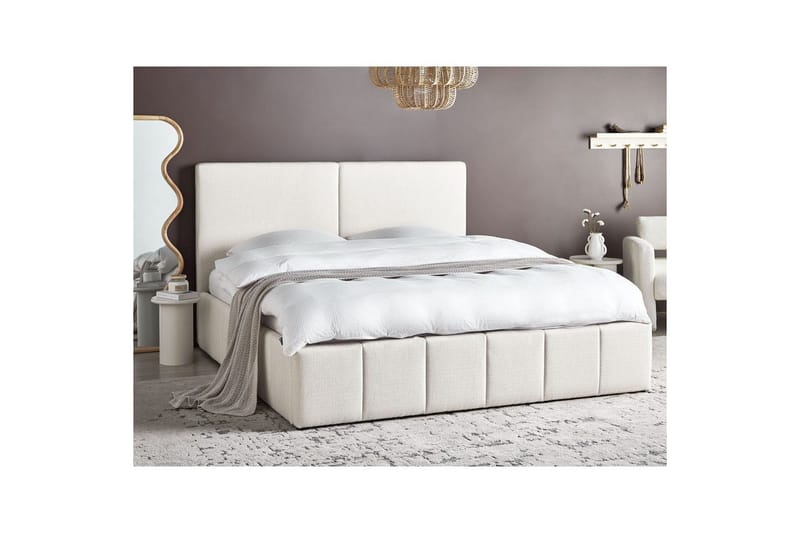 Seng med lagring Castelnavet - Hvit, Svart, 180x200 cm - Møbler - Senger - Senger med oppbevaring