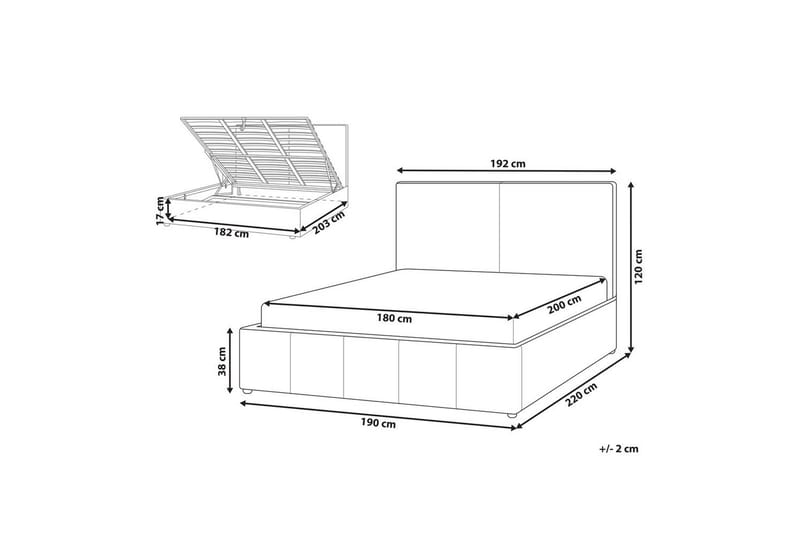 Seng med lagring Castelnavet - Hvit, Svart, 180x200 cm - Møbler - Senger - Senger med oppbevaring