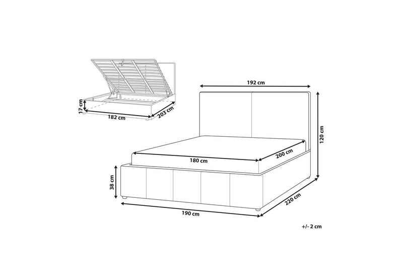 Seng med lagring Castelnavet - Hvit, Svart, 180x200 cm - Møbler - Senger - Senger med oppbevaring