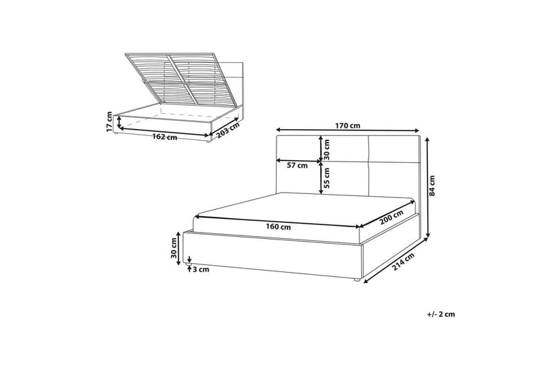 Seng med lagring Lagord - Off-white, Svart, 160x200 cm - Møbler - Senger - Senger med oppbevaring