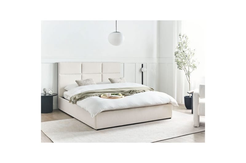 Seng med lagring Lagord - Off-white, Svart, 160x200 cm - Møbler - Senger - Senger med oppbevaring