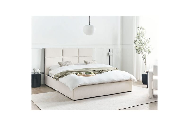 Seng med lagring Lagord - Off-white, Svart, 160x200 cm - Møbler - Senger - Senger med oppbevaring