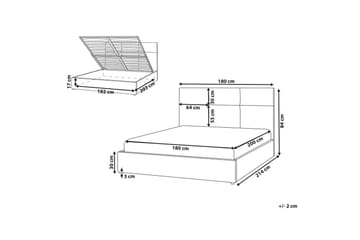 Seng med lagring Lagord - Off-white, Svart, 180x200 cm - Møbler - Senger - Senger med oppbevaring