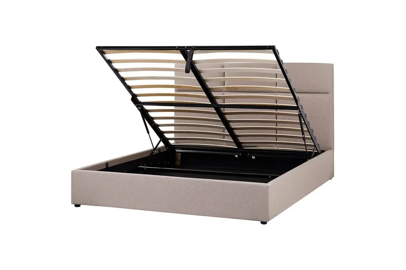 Seng med lagring Lagord, Taupe, svart, 160x200 cm