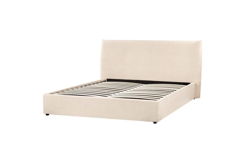 Seng med lagring Lavaur - Beige/Bouclé, 160x200 cm - Møbler - Senger - Senger med oppbevaring